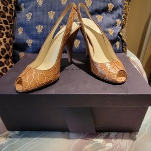 Prada Tan  Animal Lizard Print Leather Shoes Eur. 36